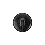 Italian Black Basketweave Embossed Faux Leather Button - 28L/18mm
