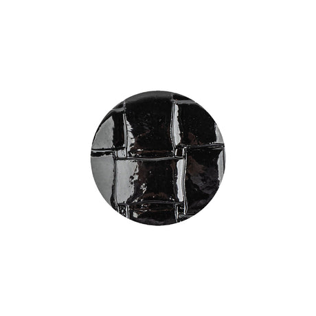 Italian Black Basketweave Embossed Faux Leather Button - 28L/18mm