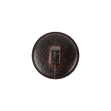Italian Dark Brown Basketweave Embossed Faux Leather Button - 28L/18mm