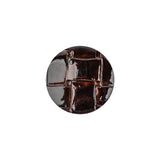 Italian Dark Brown Basketweave Embossed Faux Leather Button - 28L/18mm