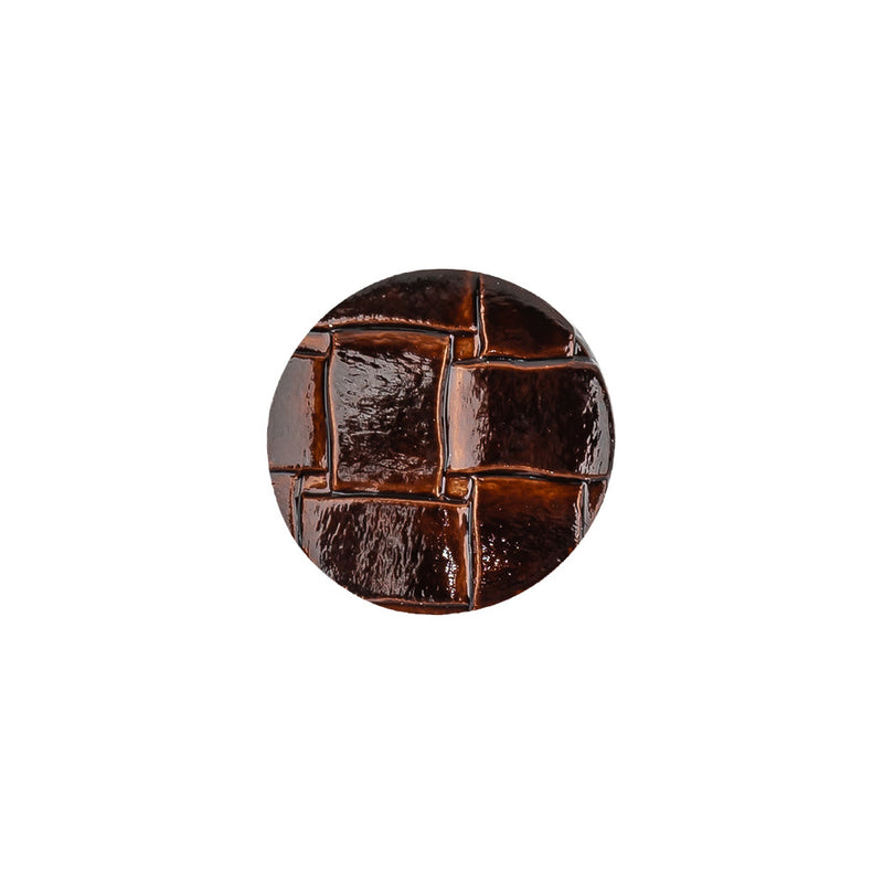 Italian Shiny Bark Basketweave Embossed Faux Leather Button - 24L/15mm