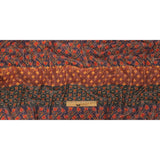 Famous NYC Designer Red, Orange, and Navy Floral Stripes Polyester Georgette