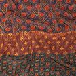 Famous NYC Designer Red, Orange, and Navy Floral Stripes Polyester Georgette