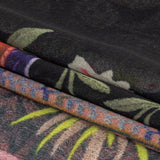 Famous NYC Designer Black, Pink, and Green Lovebirds and Florals Polyester Georgette Panel