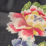 Famous NYC Designer Black, Pink, and Green Lovebirds and Florals Polyester Georgette Panel