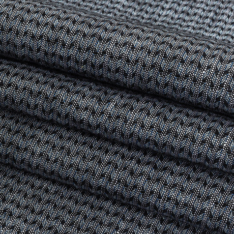 Italian Blue, Black, and White Chevrons Rayon Dobby Shirting