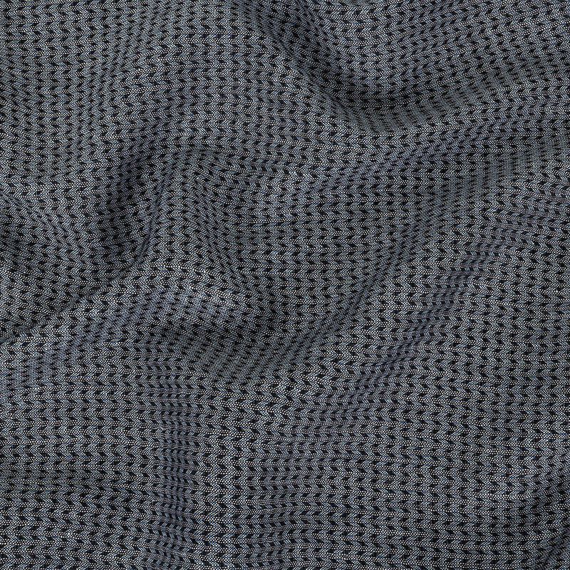 Italian Blue, Black, and White Chevrons Rayon Dobby Shirting