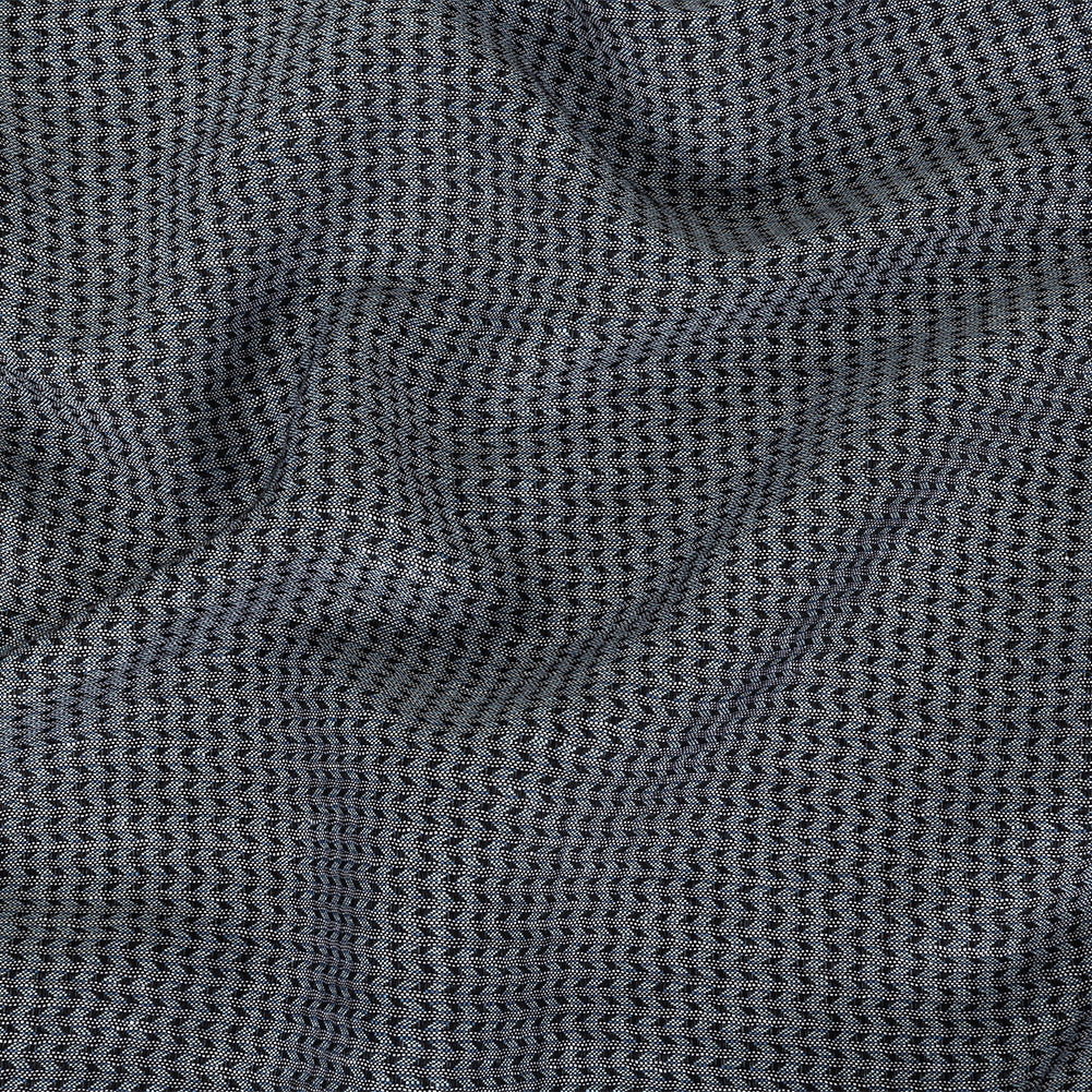 Italian Blue, Black, and White Chevrons Rayon Dobby Shirting