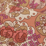Italian Pink, Purple, and Cream Roses and Doilies Rayon Crepe