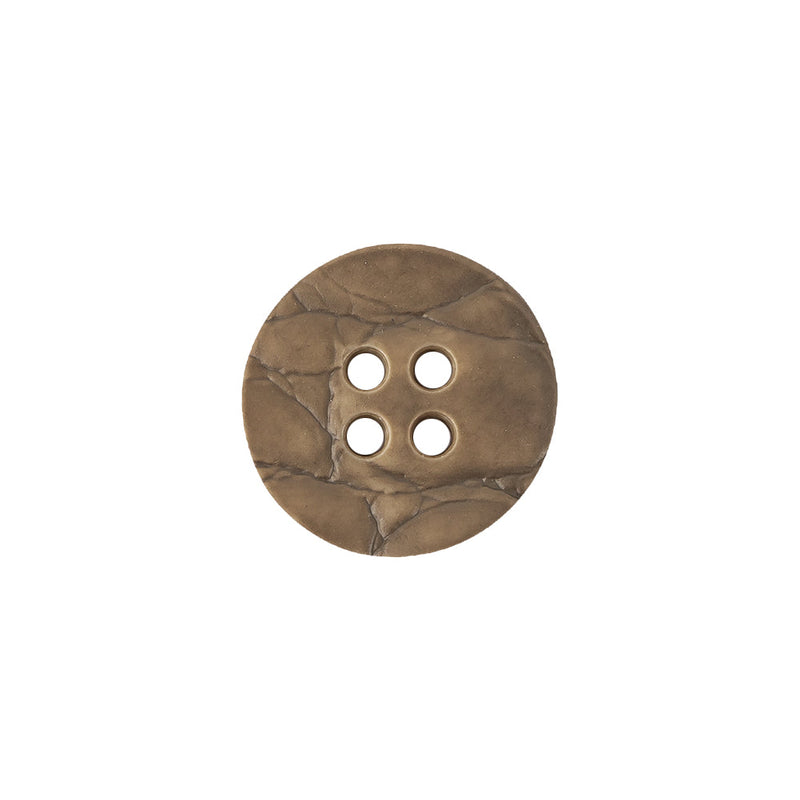 Italian Matte Khaki Abstract Molded 4-Hole Faux Leather Button - 24L/15mm