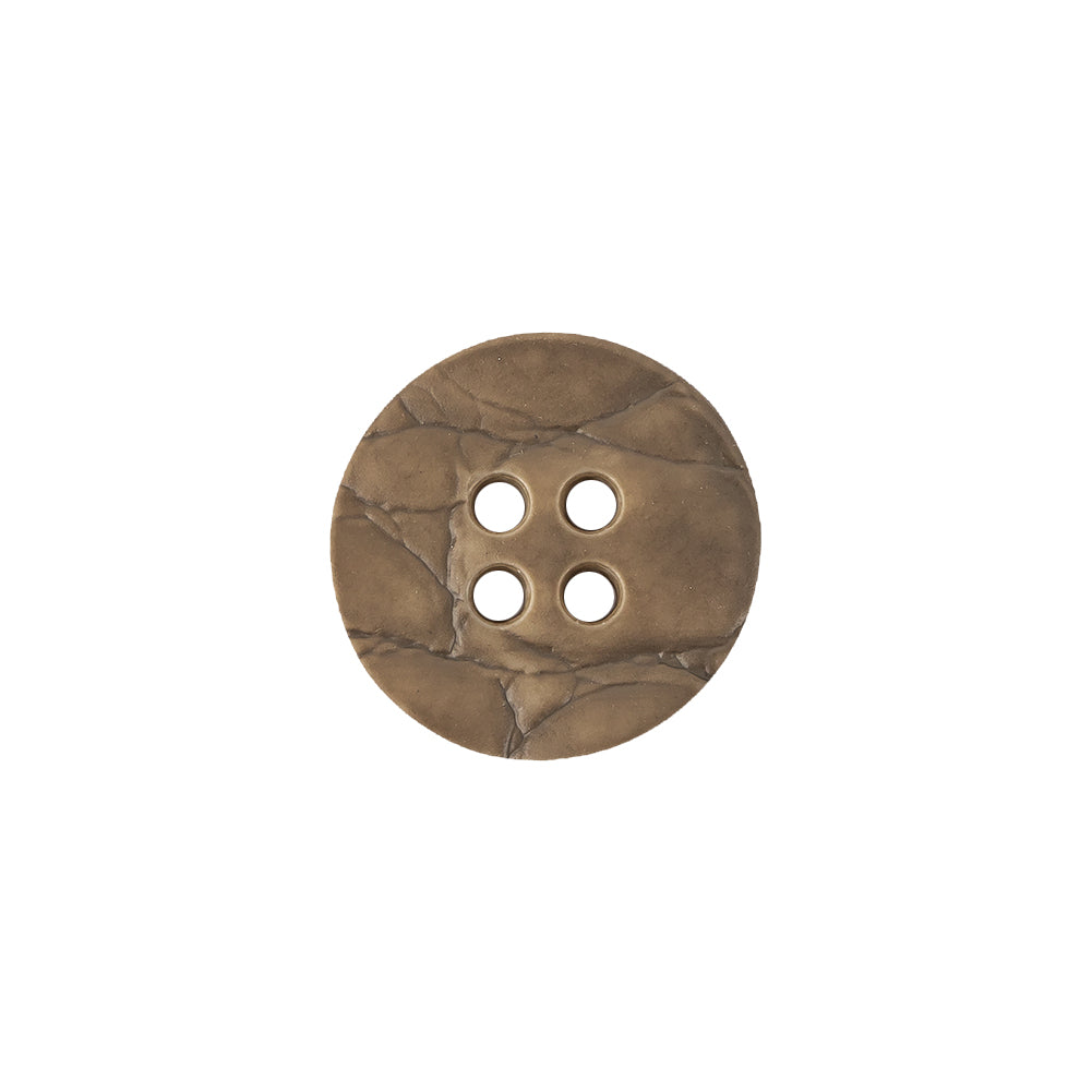 Italian Matte Khaki Abstract Molded 4-Hole Faux Leather Button - 24L/15mm