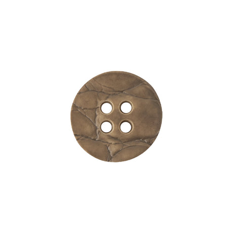 Italian Matte Khaki Abstract Molded 4-Hole Faux Leather Button - 24L/15mm