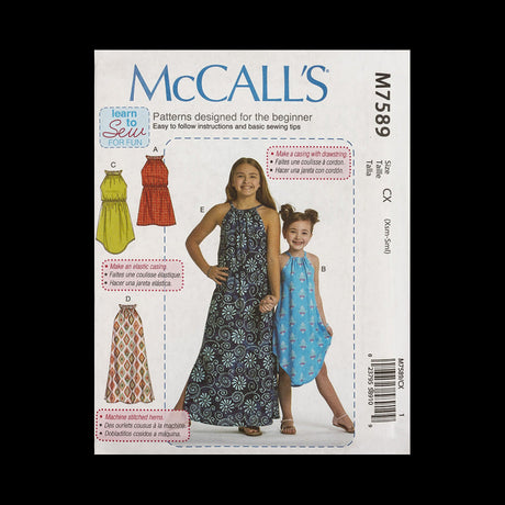 McCall's Girls' Dress Pattern M7598 Size CX (XSM-SML)