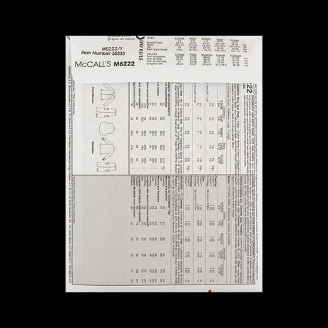 McCall's Boy's Shirt, Vest and Pants Pattern M6222 Size Y (XSM-SML)