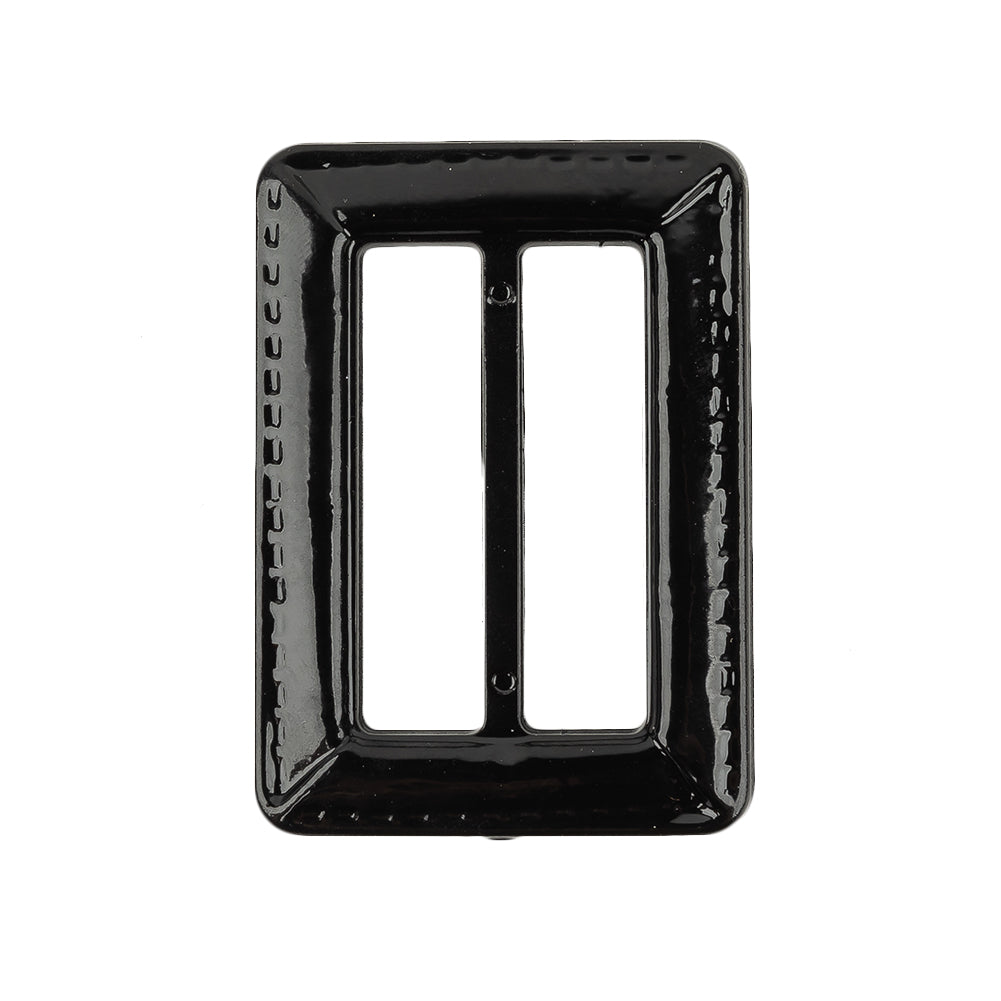 Italian Black Faux Leather Slider - 2.125" L x 1.5" W