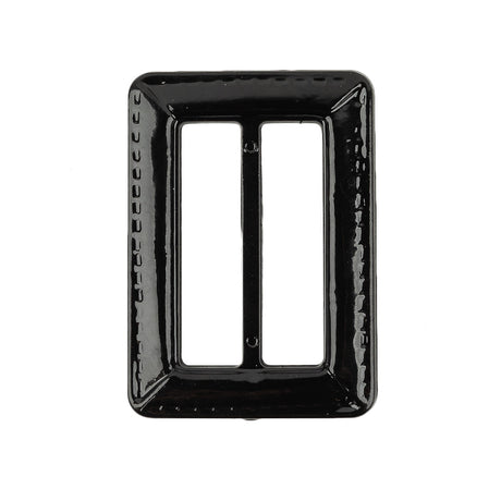 Italian Black Faux Leather Slider - 2.125" L x 1.5" W