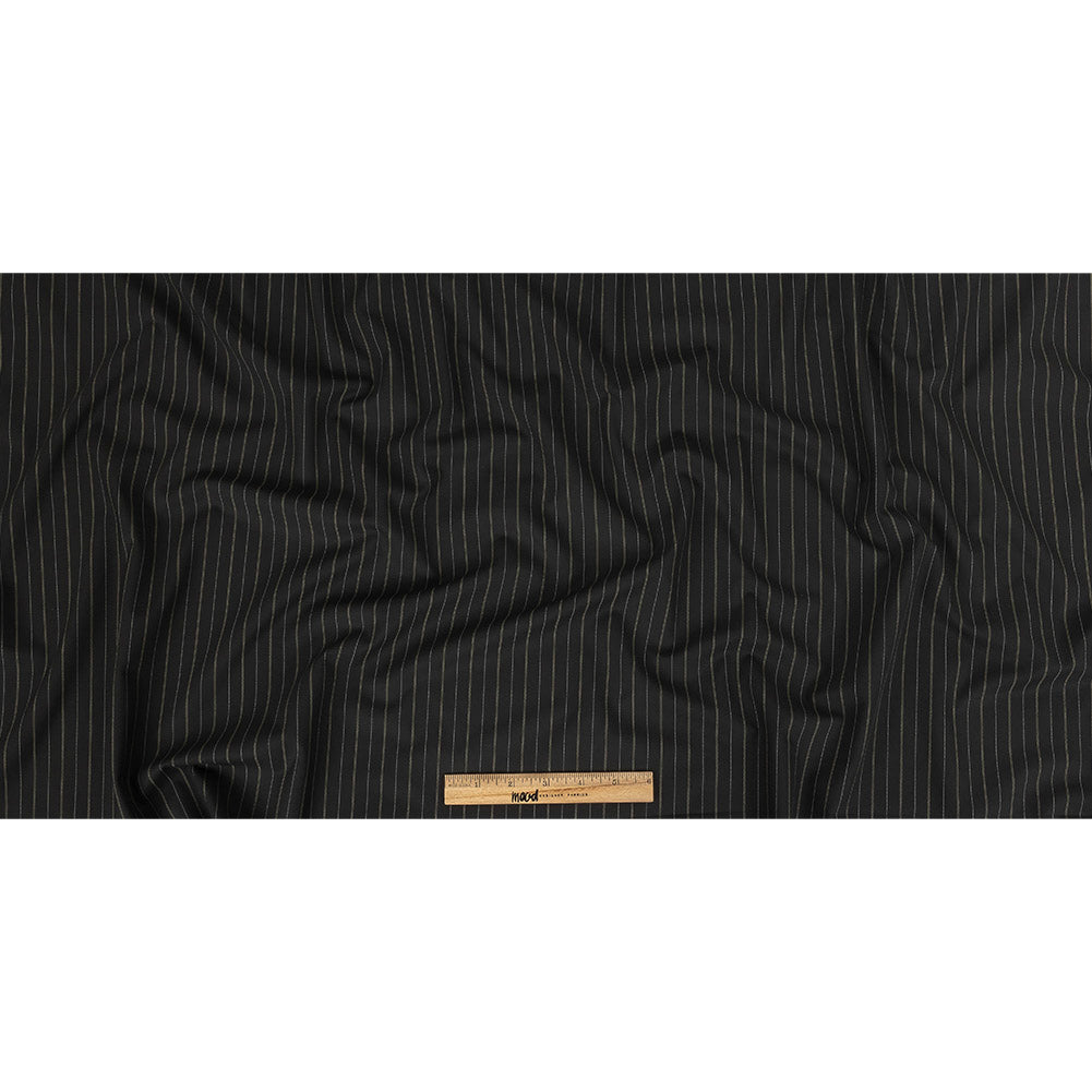 Liz Claiborne Jet Black and Beige Pinstriped Stretch Polyester Suiting