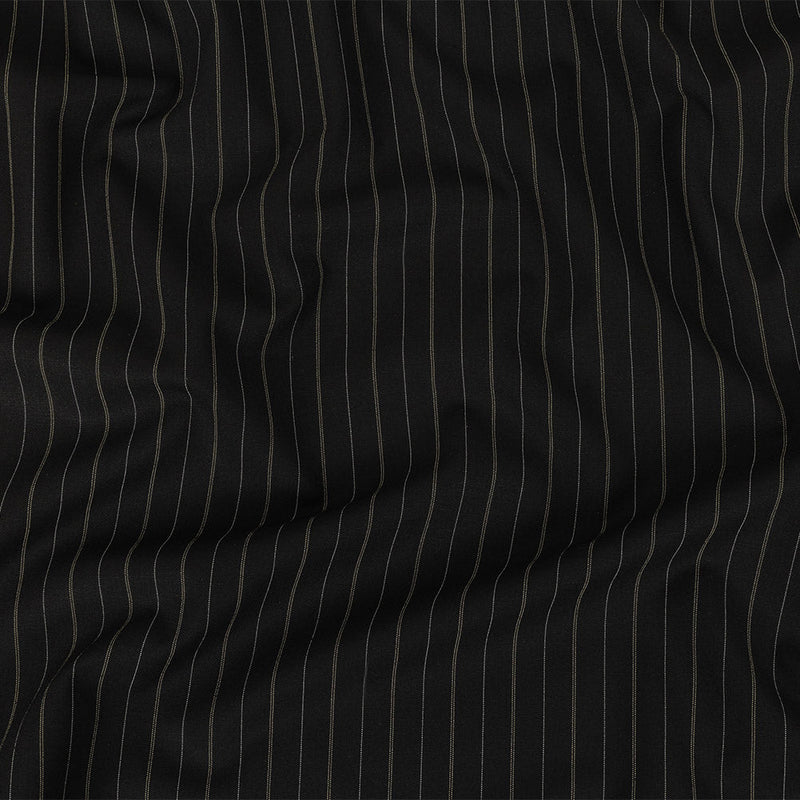 Liz Claiborne Jet Black and Beige Pinstriped Stretch Polyester Suiting