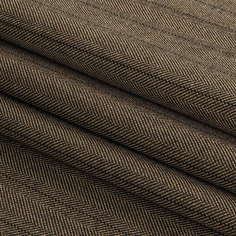 Brown and Chinchilla Metallic Herringbone Striped Polyester Suiting