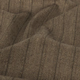 Brown and Chinchilla Metallic Herringbone Striped Polyester Suiting