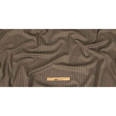 Brown and Chinchilla Metallic Herringbone Striped Polyester Suiting