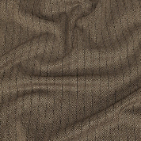 Brown and Chinchilla Metallic Herringbone Striped Polyester Suiting