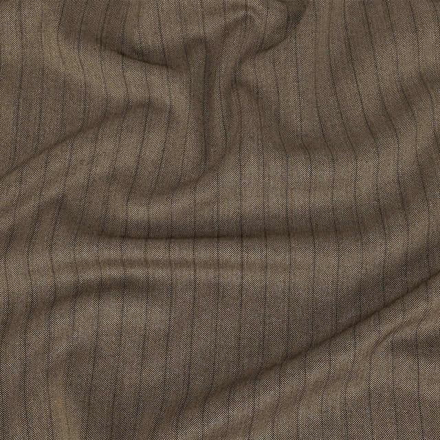 Brown and Chinchilla Metallic Herringbone Striped Polyester Suiting