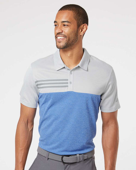 Adidas® Heathered Colorblocked 3-Stripes Polo