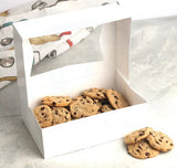 8" x 5 3/4" x 2 1/2" H White Bakery Treat Boxes with Window Pastry Boxes for Cakes, Cookies and Desserts