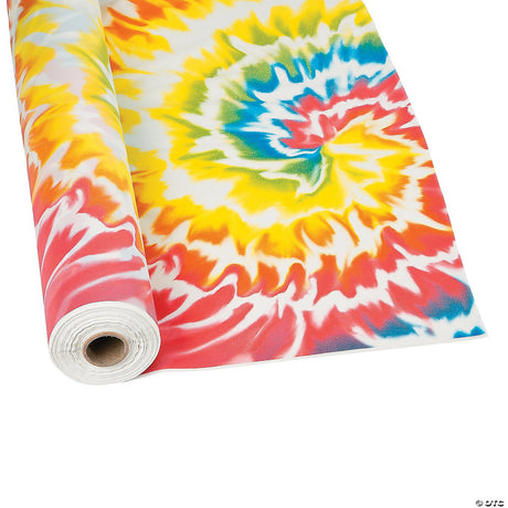 Tie Dye Pattern Disposable Plastic Tablecloth Roll 40" x 100 ft.