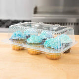 High Dome Plastic Cupcake Containers Holder Carrier, Holds 6