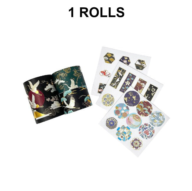 Wrapables Elegant Gold Foil Washi Tape and Sticker Set