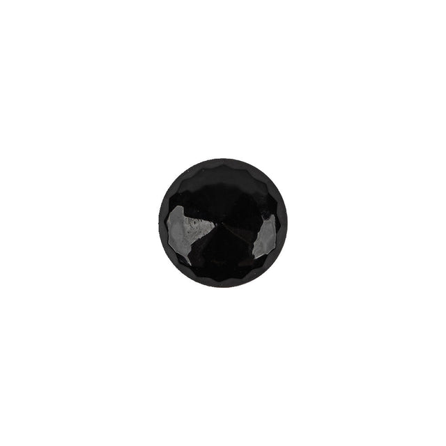 Black Faceted Shank Back Glass Button - 17L/10.5mm