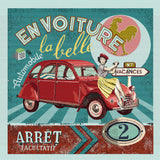 French Turquoise, Red and Pink By Car Beautiful Oversized Square Patch - 18.875"