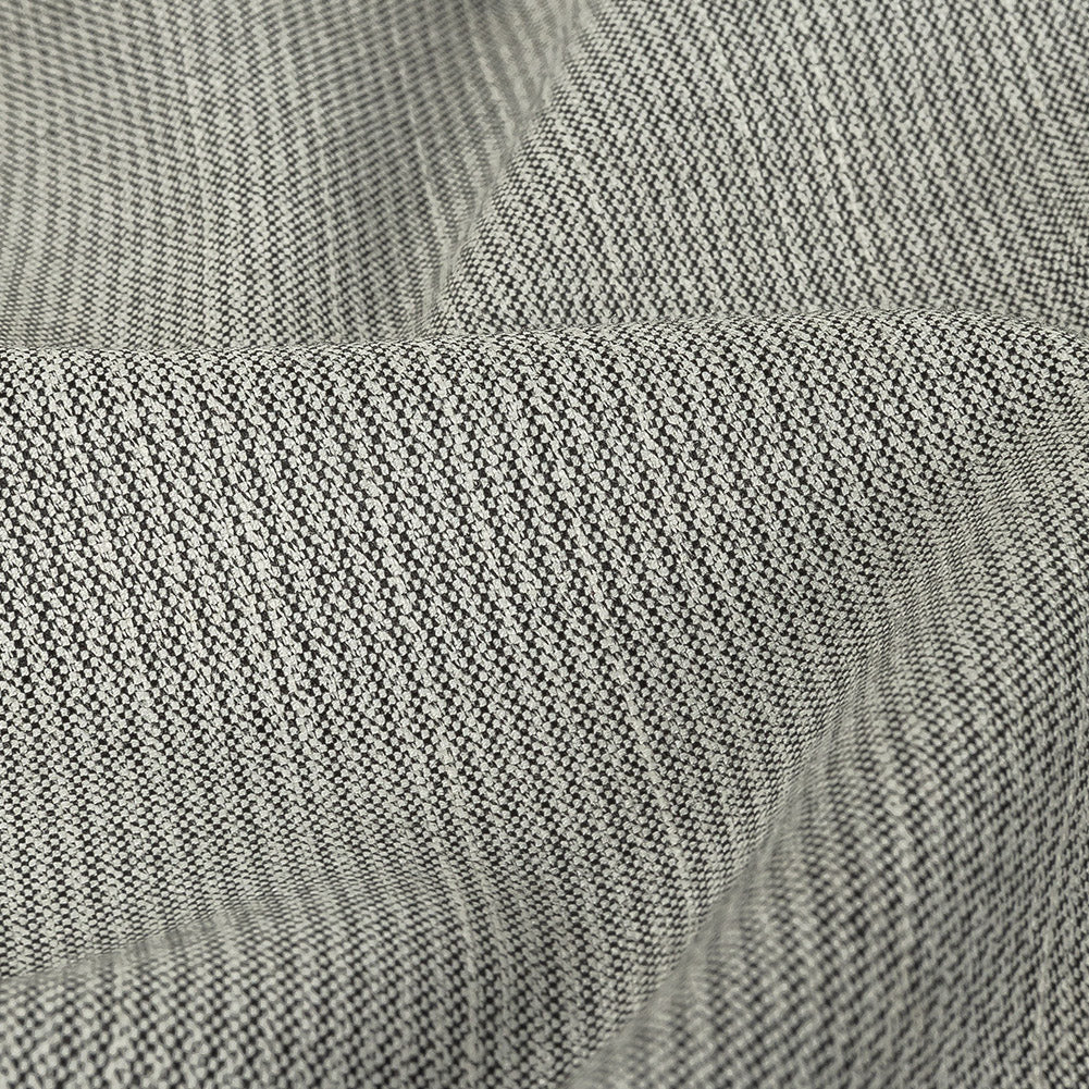 Black and Blanc de Blanc Railroad Striped Stretch Blended Wool Suiting