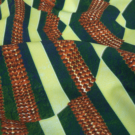 Compression Swimwear Tricot, UV Protective with Aloe Vera Microcapsules - Ambrosia, Green and Wooden Beads Geometric - Caye Collection