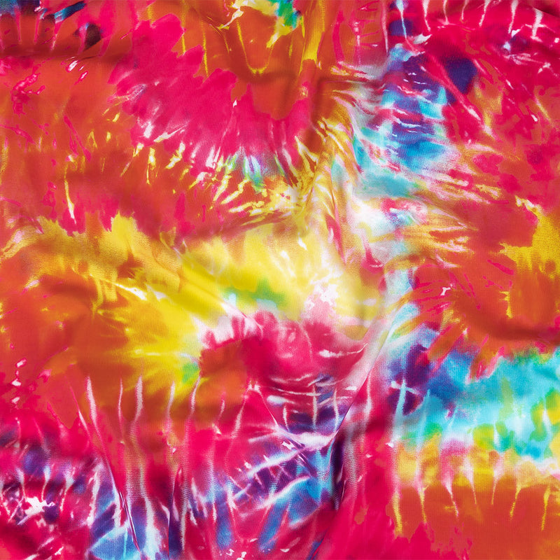 Compression Swimwear Tricot, UV Protective with Aloe Vera Microcapsules - Yellow and Pink Splash Tie Dye - Caye Collection