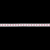 White Grosgrain Ribbon with Pink Stitching - 0.25"