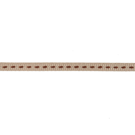 Tan Grosgrain Ribbon with Brown Stitching - 0.25"