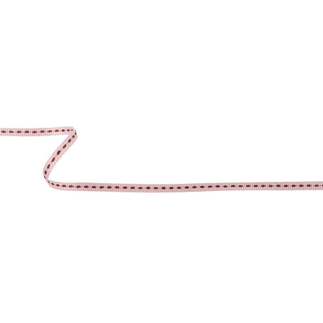 Baby Pink Grosgrain Ribbon with Brown Stitching - 0.25"