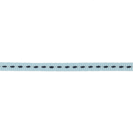 Light Blue Grosgrain Ribbon with Navy Stitching - 0.25"