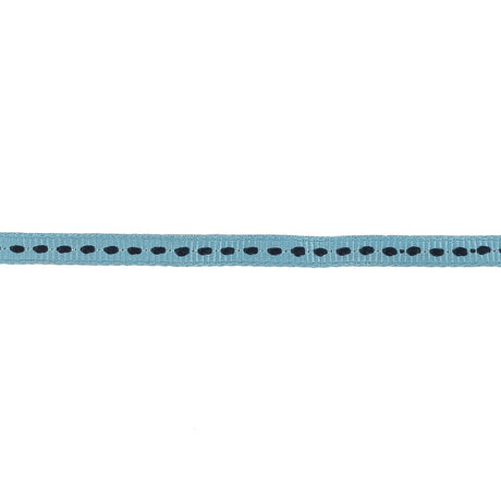 Blue Grosgrain Ribbon with Navy Stitching - 0.25"