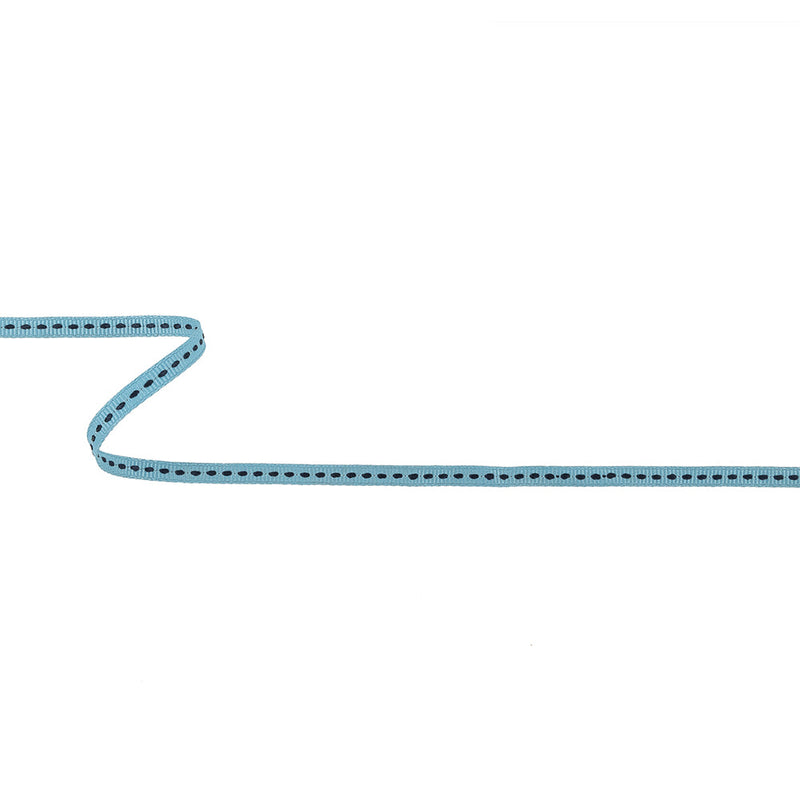 Blue Grosgrain Ribbon with Navy Stitching - 0.25"