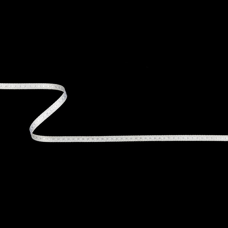 White Grosgrain Ribbon with Lucent White Stitching - 0.25"
