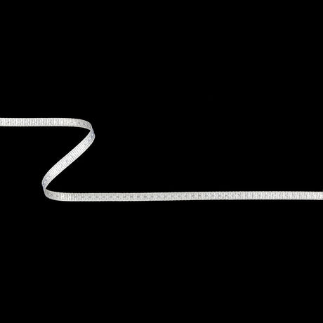 White Grosgrain Ribbon with Lucent White Stitching - 0.25"