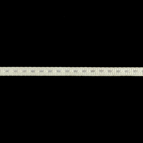 Egret Grosgrain Ribbon with Lucent White Stitching - 0.25"