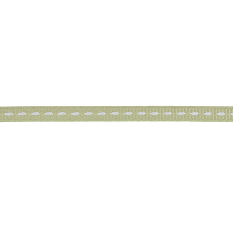 Alfalfa Grosgrain Ribbon with Bright White Stitching - 0.25"