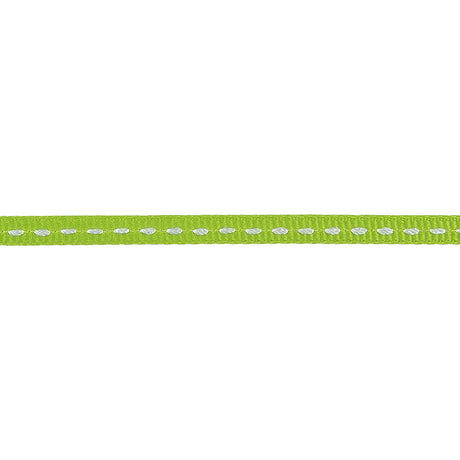 Lime Green Grosgrain Ribbon with Bright White Stitching - 0.25"