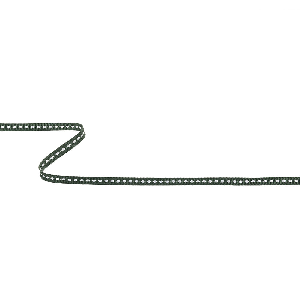 Mountain View Grosgrain Ribbon with Bright White Stitching - 0.25"