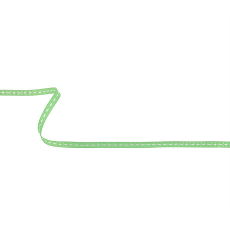 Mint Green Grosgrain Ribbon with Bright White Stitching - 0.25"